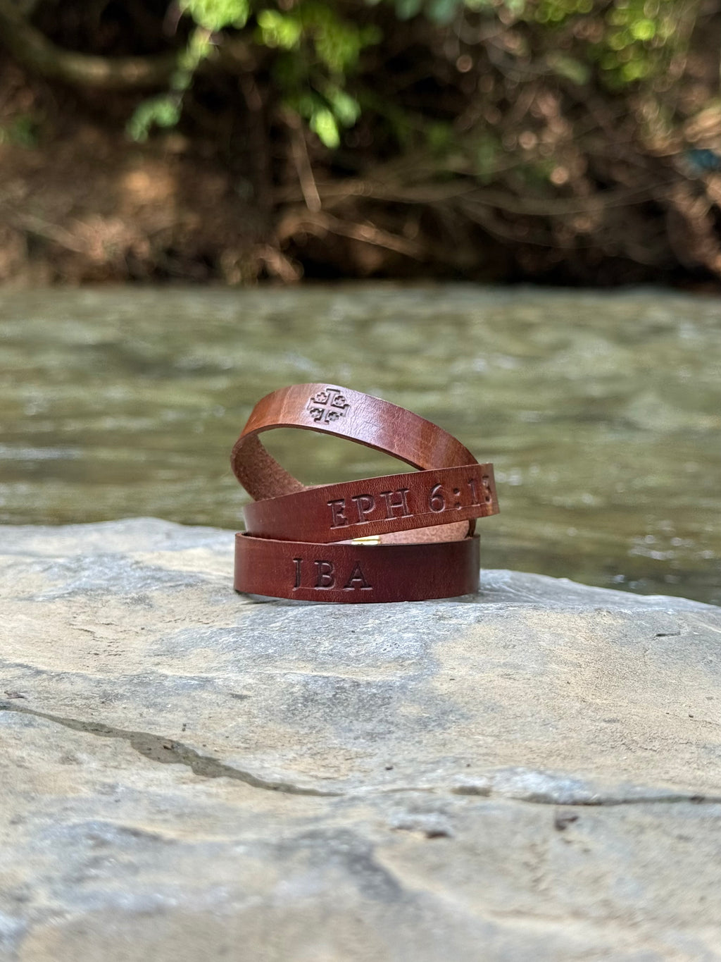 Custom Monogrammed and Hand Stamped Leather Wrap Bracelet