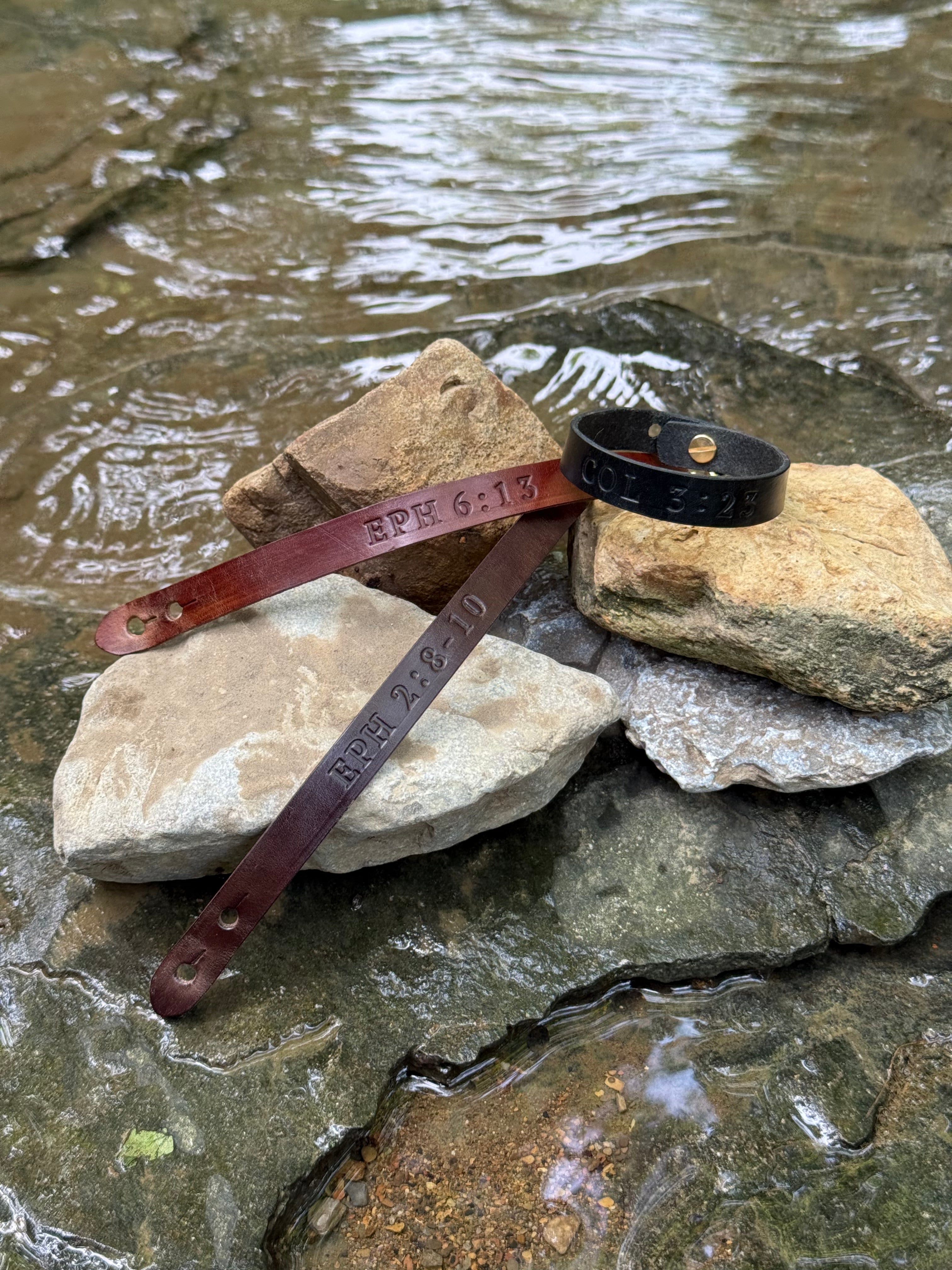 Custom Monogrammed and Hand Stamped Leather Wrap Bracelet